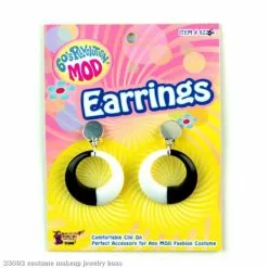 Mod Black And White Hoop Earrings