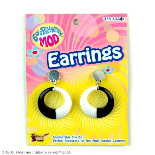 Mod Black And White Hoop Earrings 1 Mod Black And White Hoop Earrings