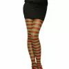 Red And Green Striped Tights - Adult