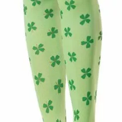 Green Clover Print Thigh Highs Adult