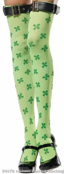 Green Clover Print Thigh Highs Adult 1 Green Clover Print Thigh Highs Adult