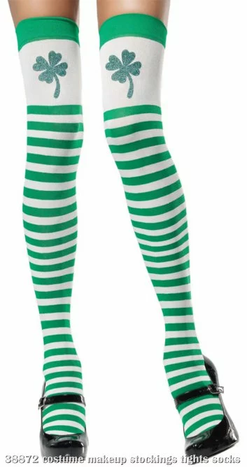 Clover Top Green And White Thigh Highs Adult 1 Clover Top Green And White Thigh Highs Adult