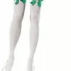 White Thigh Highs With Bow And Clover