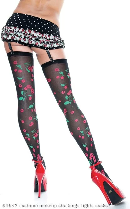 French Kiss Black Hotpants With Cherry Hosiery 1 French Kiss Black Hotpants With Cherry Hosiery