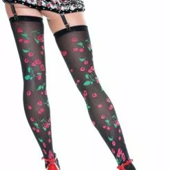 Black Hotpants With Cherry Hosiery