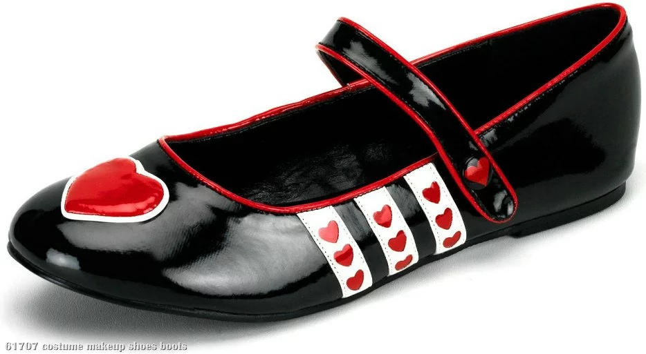 Queen Of Hearts (Black) Patent Flat Adult Shoes 1 Queen Of Hearts (Black) Patent Flat Adult Shoes