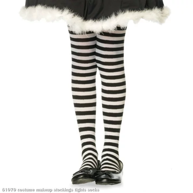 Child (Black/White) Striped Tights 1 Child (Black/White) Striped Tights