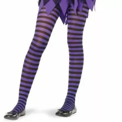 Black/Purple Striped Tights Child