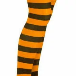 Orange And Black Striped Tights - Child