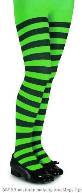 Green And Black Striped Tights - Child 1 Green And Black Striped Tights - Child