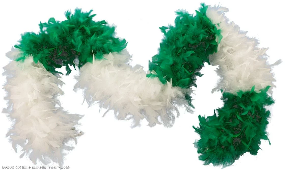 Green & White Feather Boa Adult 1 Green & White Feather Boa Adult