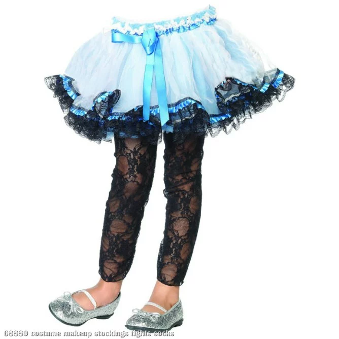 Lace Footless Tights (Black) Child 1 Lace Footless Tights (Black) Child