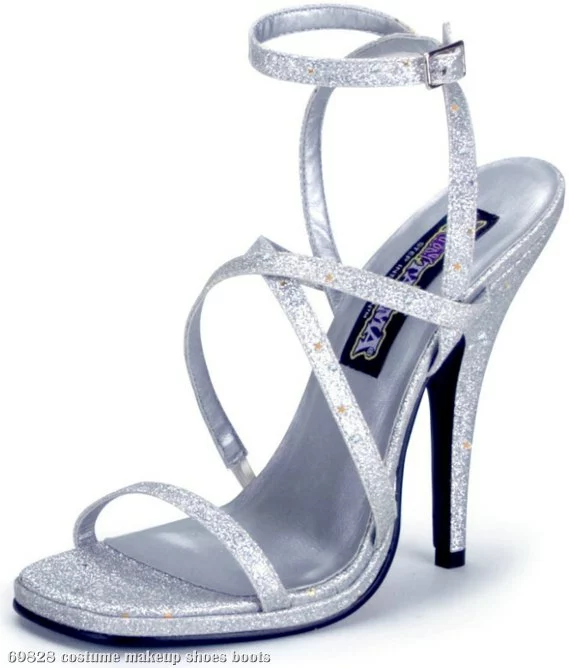 Silver Mini Glitter Heels Adult 1 Silver Mini Glitter Heels Adult