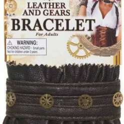 Steampunk Leather & Gear Bracelet Adult