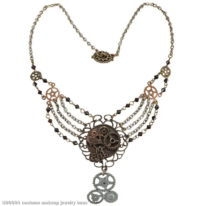 Steampunk Gear Chain Antique Necklace Adult 1 Steampunk Gear Chain Antique Necklace Adult