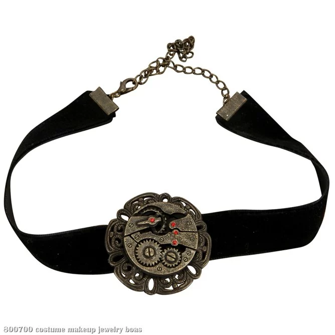 Steampunk Black Velvet Antique Gear Choker Adult 1 Steampunk Black Velvet Antique Gear Choker Adult