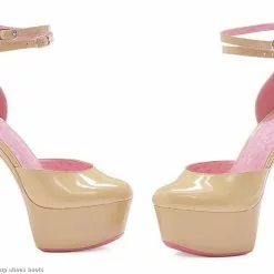 Pink Ribbon Cancer Awareness - Nude Platform Shoes