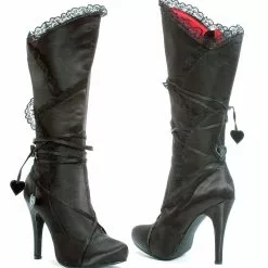 Black Satin High Heel Adult Boots