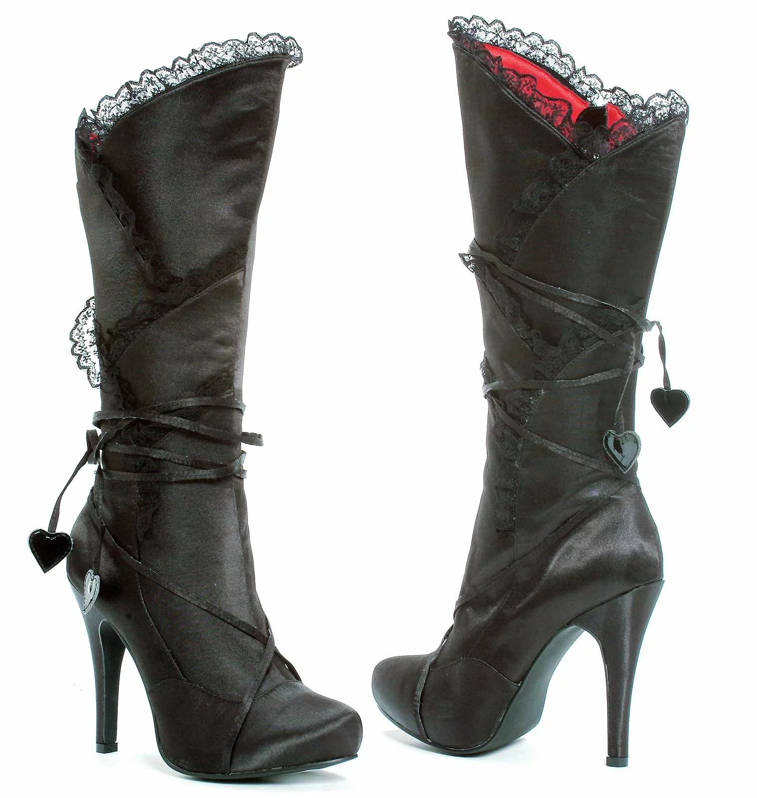 Black Satin High Heel Adult Boots 1 Black Satin High Heel Adult Boots