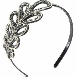 Vintage Hollywood Headband With Leaf Rhinestone Design