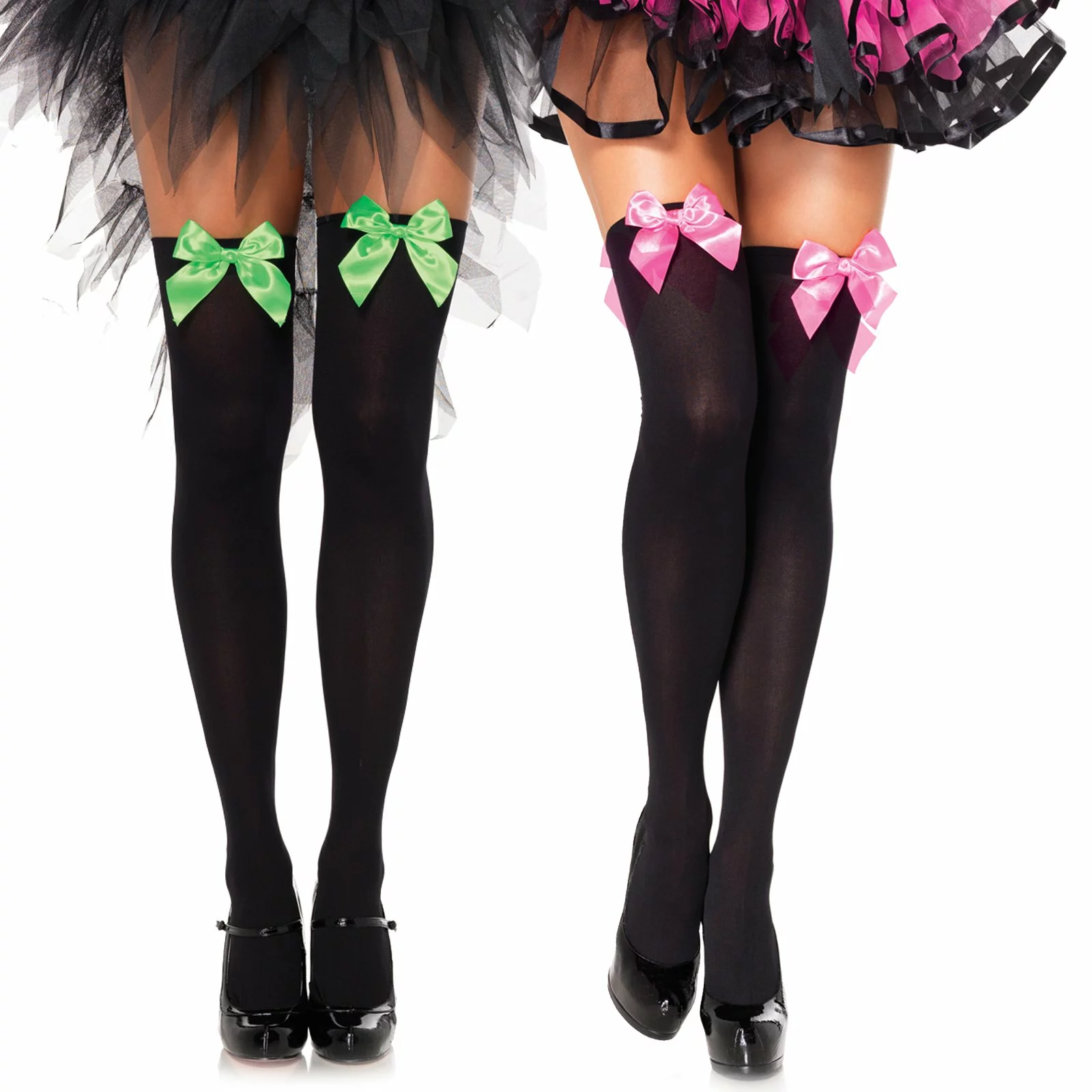 Black Thigh Highs With Bow (Adult) 1 Black Thigh Highs With Bow (Adult)